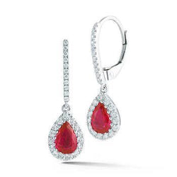 Damen Ohrringe Rubin und Diamanten 4,50 Karat 14K Weißgold