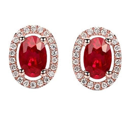 Roségold 14K Rubin und Diamanten 6,50 Karat Damen Ohrstecker