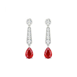 Roter Rubin und Diamanten 10.50 Karat Ohrhänger 14K Weißgold