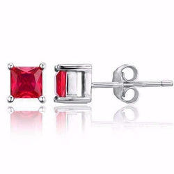 Weißgold 14K 3,50 Karat Princess Cut Ruby Lady Ohrstecker Neu