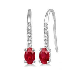 Weißgold 14K Rubin und Diamanten 5,70 Karat Damen Ohrringe baumeln