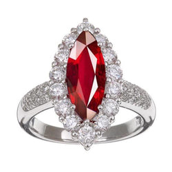 10.50 ct Roter Rubin Marquise Schliff Mit Diamant Ring Weißgold 14K