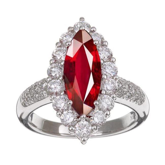 10.50 ct Roter Rubin Marquise Schliff Mit Diamant Ring Weißgold 14K - harrychadent.ch