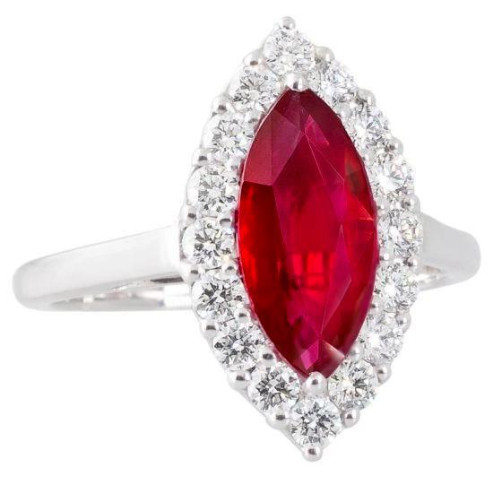 10.50 Karat Diamant mit rotem Rubin Edelstein Ring Weißgold 14K - harrychadent.ch