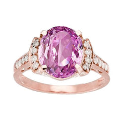 20,75 ct Roségold 14K rosa Kunzit mit Diamant-feinem Ringschmuck