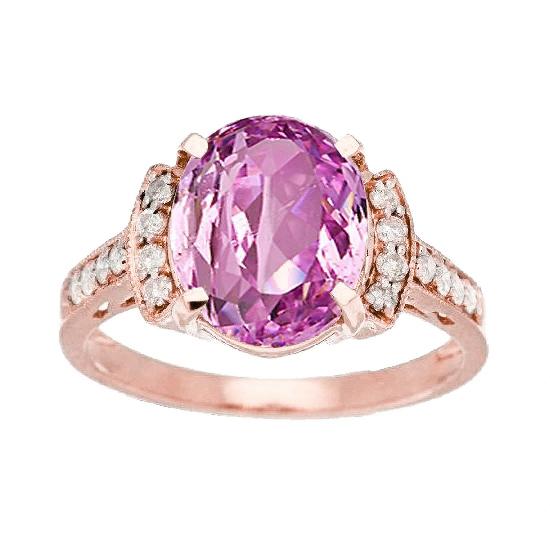 20,75 ct Roségold 14K rosa Kunzit mit Diamant-feinem Ringschmuck - harrychadent.ch