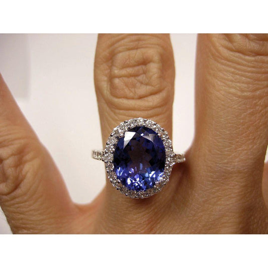 2,15 Kt Blauer Tansanit im Ovalschliff mit Diamantring Gold Feiner Schmuck - harrychadent.ch
