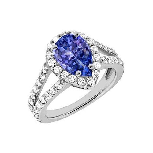 3,25 Ct Blauer Tansanit im Birnenschliff mit Diamantring Damen Herren Gold - harrychadent.ch