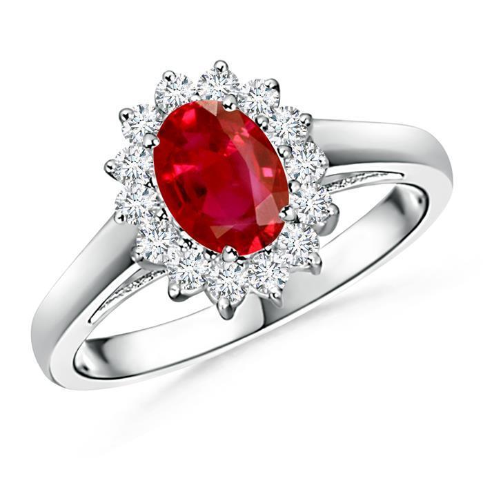 3,5 Karat Roter Ovaler Rubin Mit Diamant Ehering Weißgold 14K - harrychadent.ch