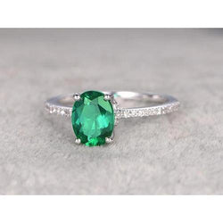 4,25 Karat Grüner Ovalschliff Smaragd-Diamant-Ring Weißgold 14K