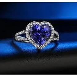 4,45 ct Blauer Saphir-Diamant-Fancy-Ring im Herzschliff Weißgold 14K - harrychadent.ch