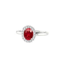 4,55 Karat Rubin mit Diamanten Ring Krappenset Weißgold 14K