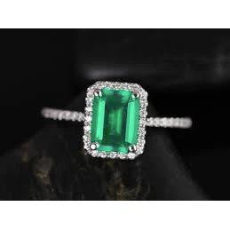 5,45 Karat grüner Smaragdschliff Smaragd mit Diamant Ehering 14K - harrychadent.ch