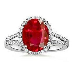 7,50 ct Diamant und roter Rubin Edelstein Ring Schmuck 14K Weißgold 14K