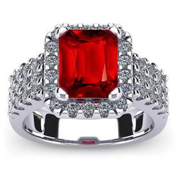 7,50 Karat Smaragdform Roter Rubin Mit Diamantring Goldschmuck