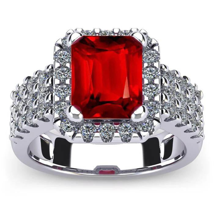 7,50 Karat Smaragdform Roter Rubin Mit Diamantring Goldschmuck - harrychadent.ch