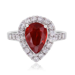 9.50 Karat Rubin mit Akzenten Diamant Ehering Weißgold 14K