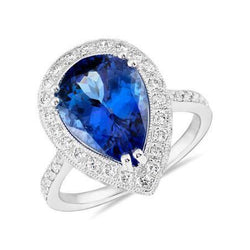 Birne Tansanit und Diamant Ehering Gold 2,25 Karat Schmuck