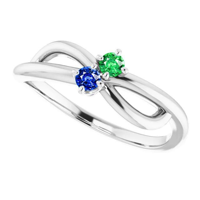 Ceylon Blau & Grüner Smaragd Ring 0.30 Karat Infinity Twist Damen - harrychadent.ch