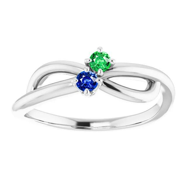 Ceylon Blau & Grüner Smaragd Ring 0.30 Karat Infinity Twist Damen - harrychadent.ch