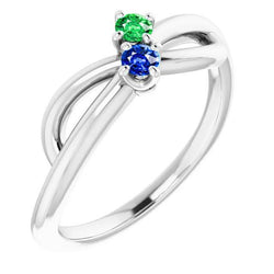 Ceylon Blau & Grüner Smaragd Ring 0.30 Karat Infinity Twist Damen