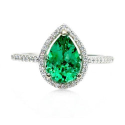 Damenring 5,25 Karat Grüner Smaragd und Diamant Weißgold 14K