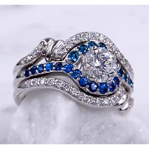 Diamant Ring Set 3,50 Karat Blauer Saphir Damen Schmuck - harrychadent.ch