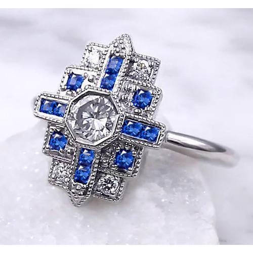 Diamantring 2,50 Karat Antik-Stil Ceylon Blauer Saphir - harrychadent.ch