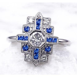 Diamantring 2,50 Karat Antik-Stil Ceylon Blauer Saphir