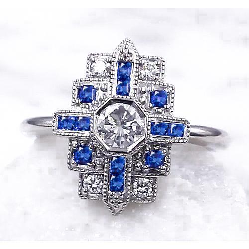 Diamantring 2,50 Karat Antik-Stil Ceylon Blauer Saphir - harrychadent.ch