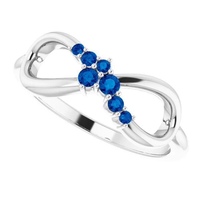 Hochzeitsjubiläumsband 0,39 Karat blauer Saphir Infinity-Schmuck