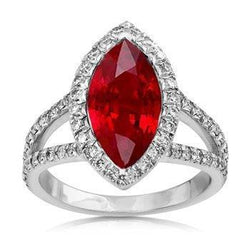Red Marquise Cut Halo Rubin Diamantring Weißgold 5,55 Ct