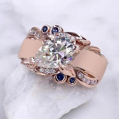 Roségold Diamantring 2,25 Karat Ceylon Saphir Akzente Schmuck - harrychadent.ch