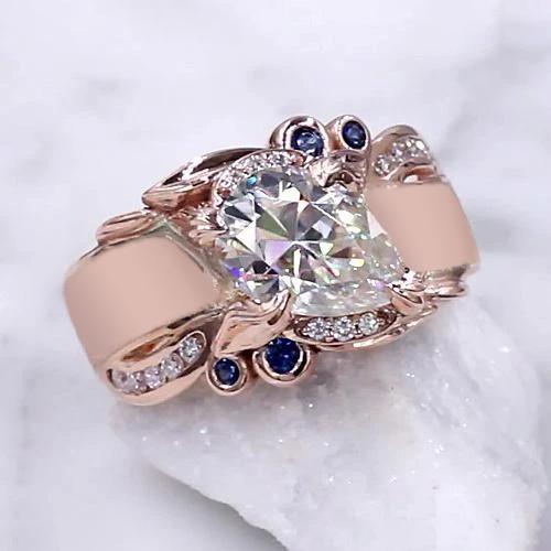 Roségold Diamantring 2,25 Karat Ceylon Saphir Akzente Schmuck - harrychadent.ch