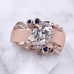 Roségold Diamantring 2,25 Karat Ceylon Saphir Akzente Schmuck