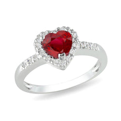 Roter Rubin Edelstein mit Diamantring Weißgold Schmuck 3,20 Karat
