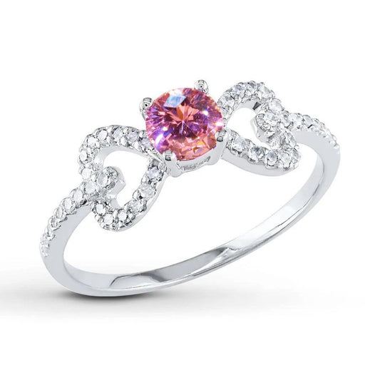 Rundschliff 3 Karat Rosa Saphir Und Diamanten Fancy Ring Weißgold 14K - harrychadent.ch