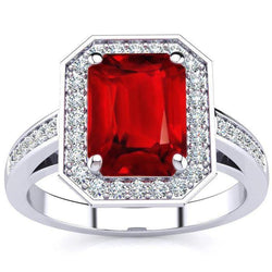 Smaragd-Rubin-Diamant-Ring 11 Karat Weißgold 14K Krappenset Schmuck
