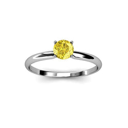 Solitaire 2 Kt Gelber Saphir Ring Weißgold 14K