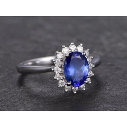 Tansanit Ring mit Diamant Weißgold 4,5 Kt Edelsteinschmuck