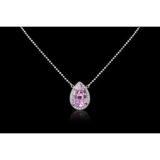 10.50 Karat Rosa Kunzit Und Diamant Halskette Anhänger Weißgold - harrychadent.ch