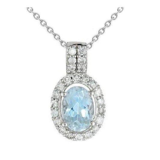 11,00 ct Krappenset Aquamarin und Diamanten Anhänger 14K Weißgold - harrychadent.ch