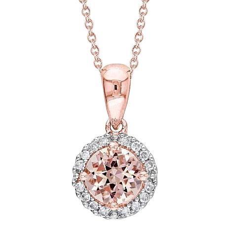 17,25 ct Morganit im Rundschliff mit Diamanten Anhänger Roségold 14K - harrychadent.ch