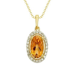 20,50 ct Krappen-Set Citrin und Diamanten Anhänger Gelbgold 14K