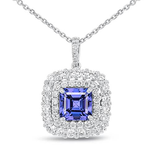 2,75 Karat Blauer Tansanit mit Diamanten Anhänger Halskette Gold Weiß - harrychadent.ch
