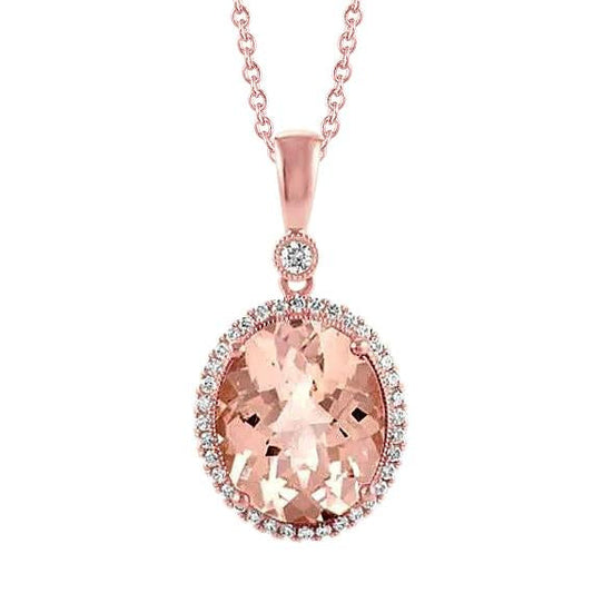 27.50 Karat Brillanter Morganit mit Diamantanhänger Roségold 14K
