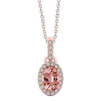 31,25 ct Morganit und Diamanten Halskette mit Anhänger Roségold - harrychadent.ch