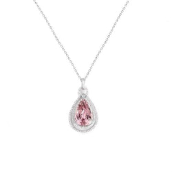 36 Karat Rosa natürlicher Kunzit & Diamant Damen Halsketten-Anhänger