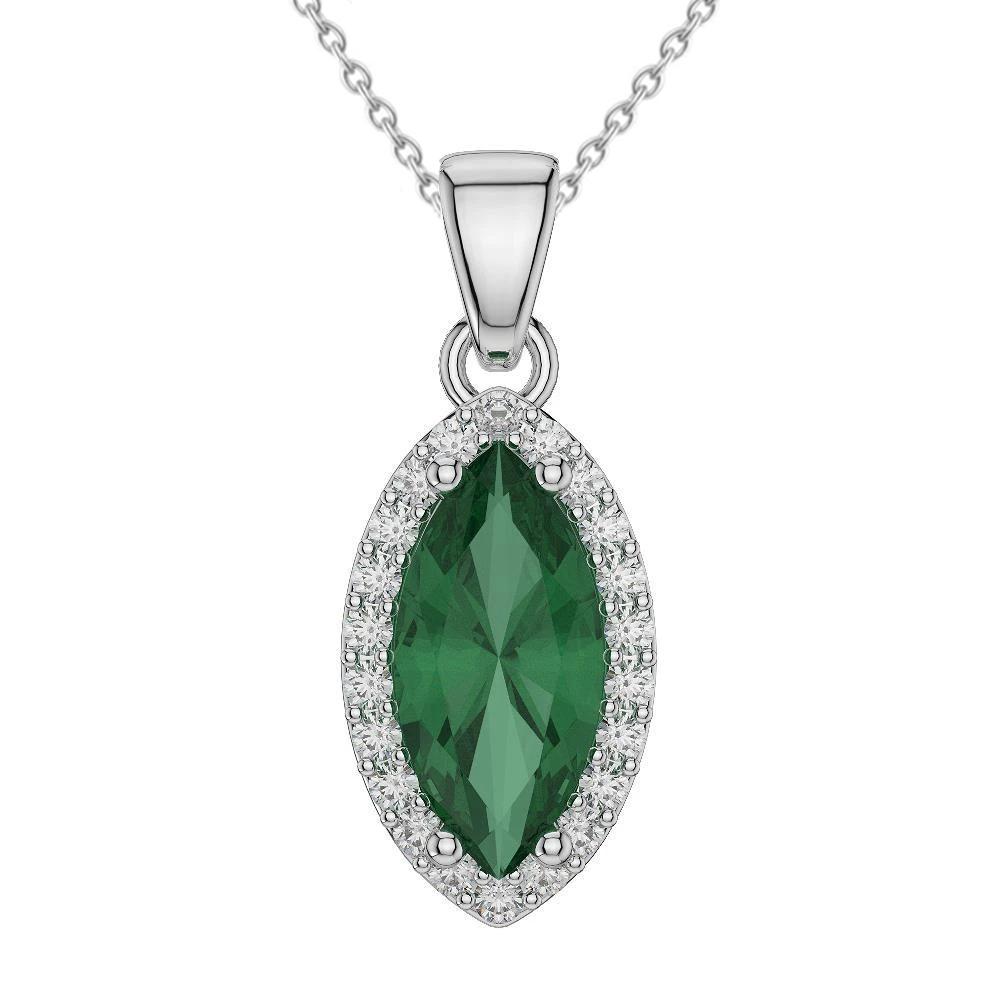 3,60 ct grüner Smaragd mit Diamantanhänger Halskette 14K Weißgold