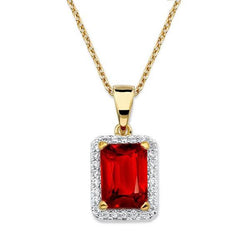 5.65 Karat strahlender Rubin mit Diamanthalskette Gold 14K